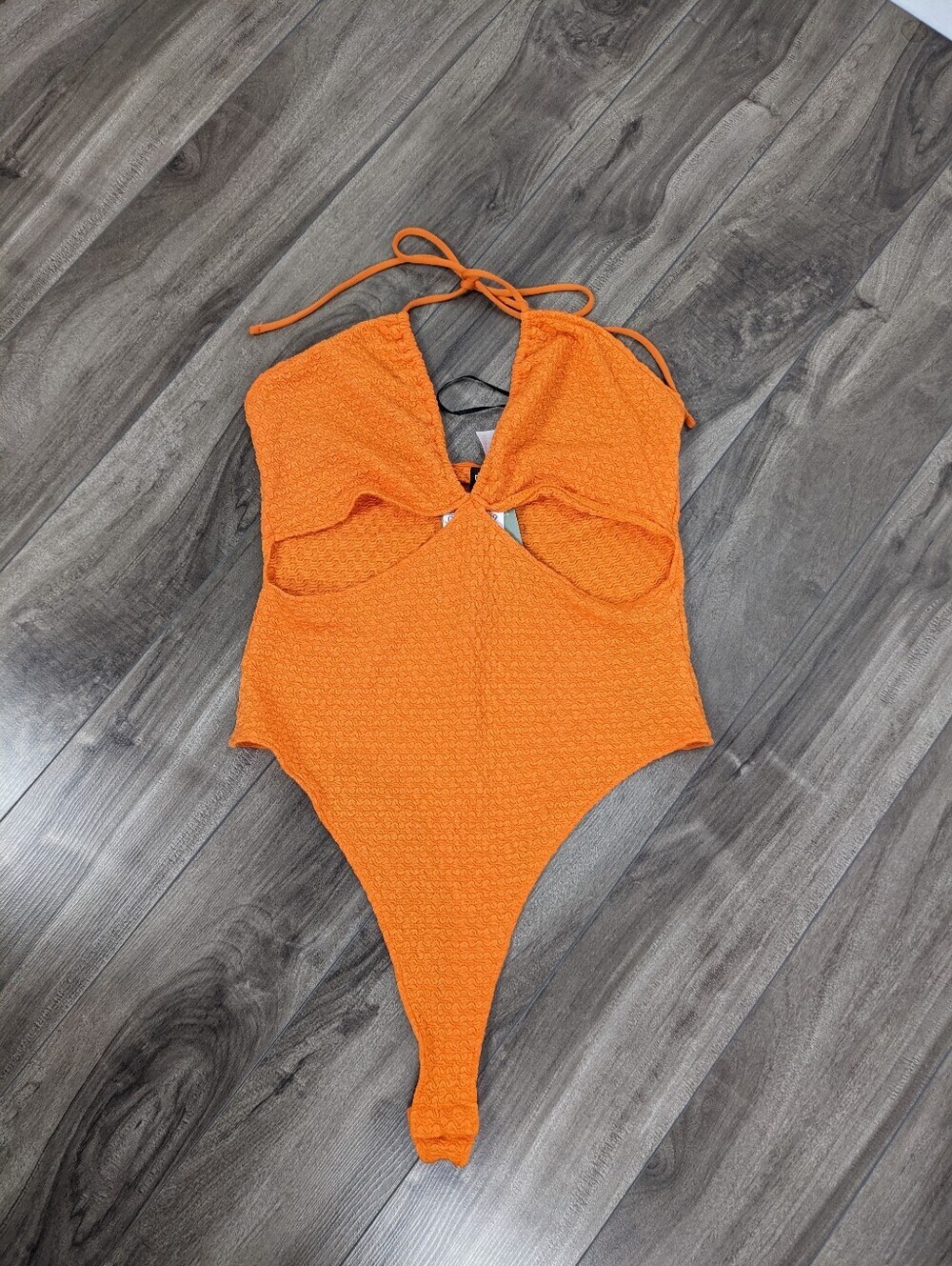H&M Divided Women's Orange Bodysuit Cutout Size Medium